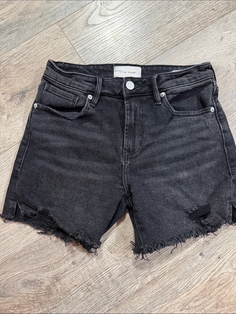 Dear John  Black Frayed Hem Denim Shorts